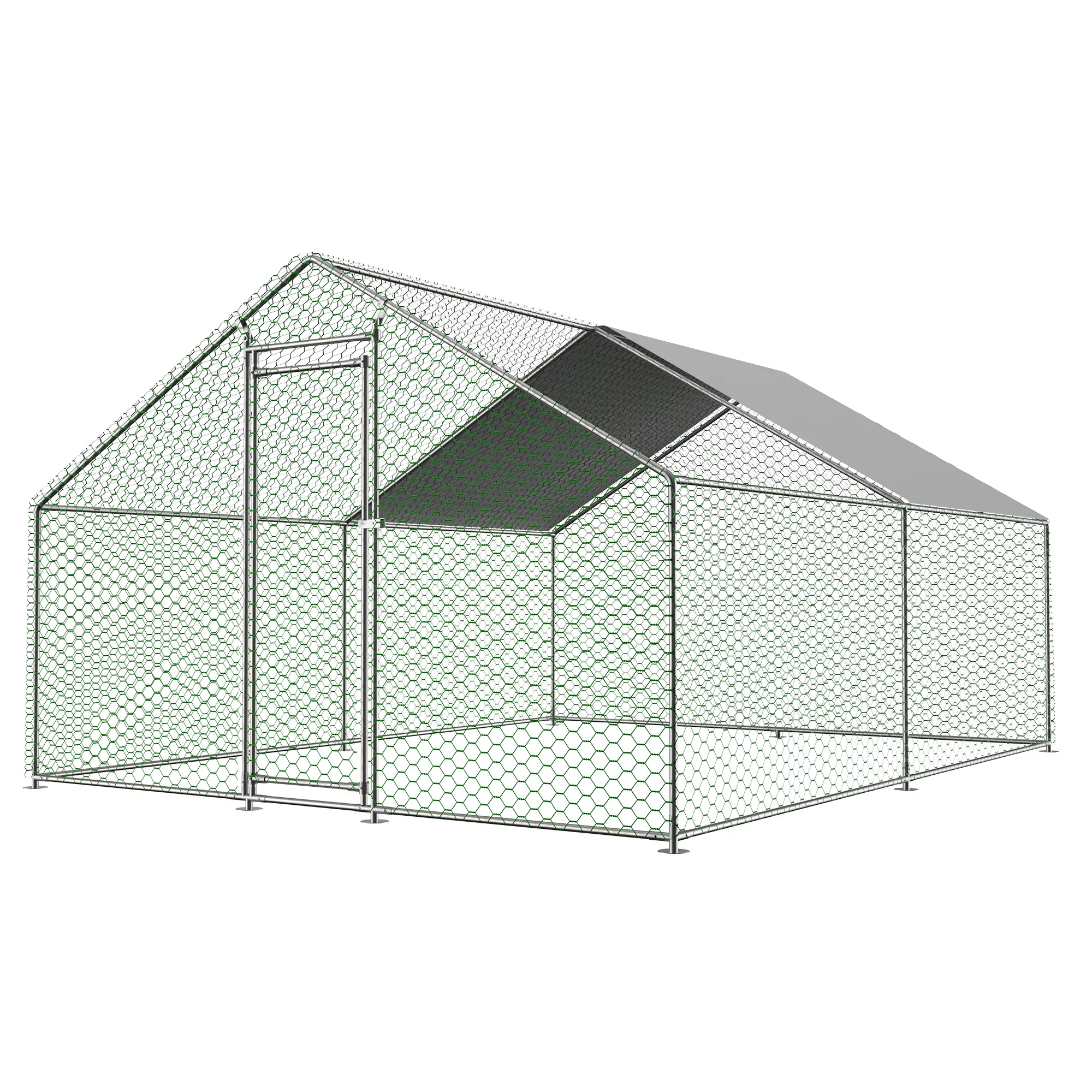 Enclos volailles extérieur 303 x 400 x 200 cm métal galvanisé et PE – PANGIVO