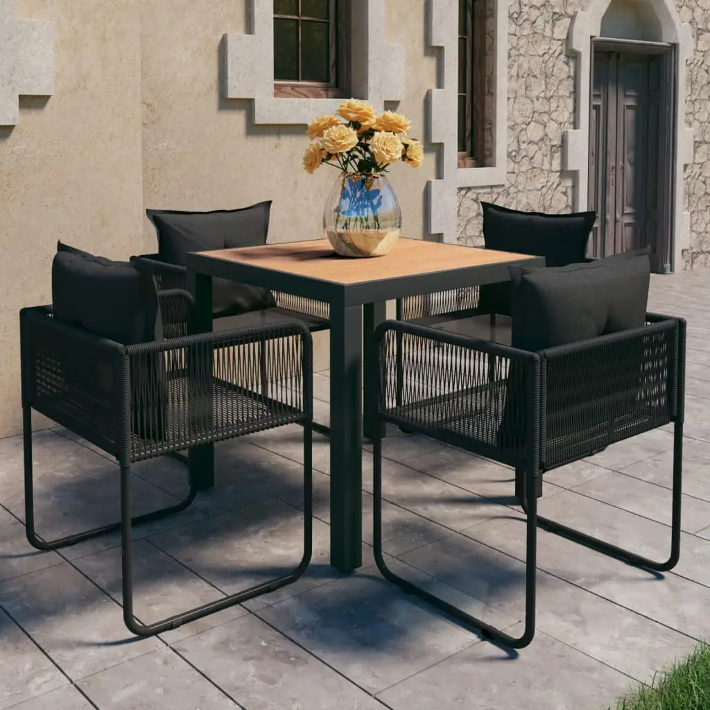 Ensemble à manger de jardin 5pcs PVC résine tressée noir marron vidaXL 3060107