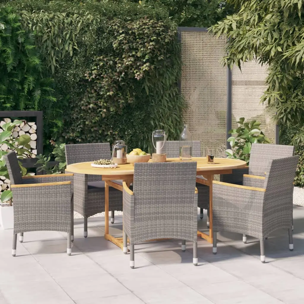 Ensemble à manger de jardin 7 pcs avec coussins Gris vidaXL 3103597