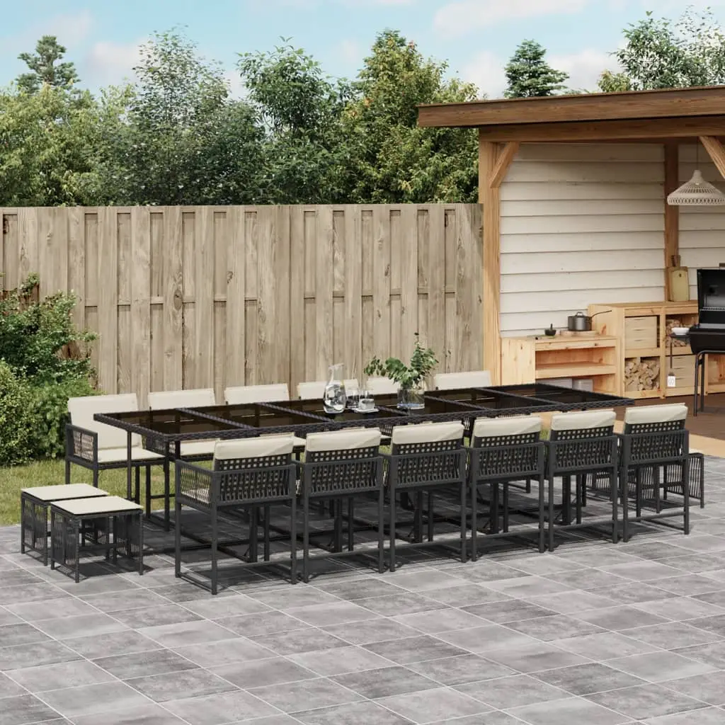 Ensemble à manger de jardin 17 pcs coussins noir résine tressée vidaXL 3211542