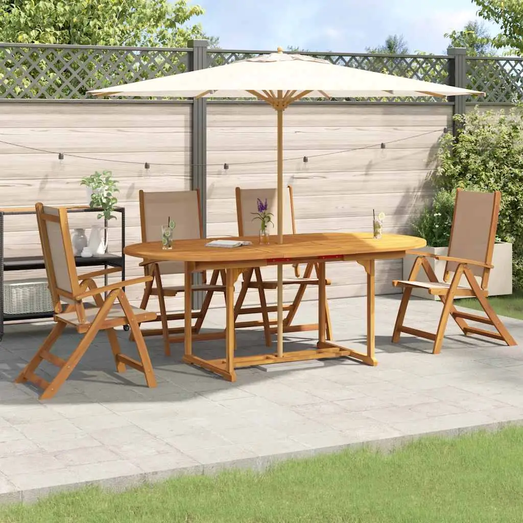 Ensemble à manger de jardin 5pcs bois d’acacia solide textilène vidaXL 3279314