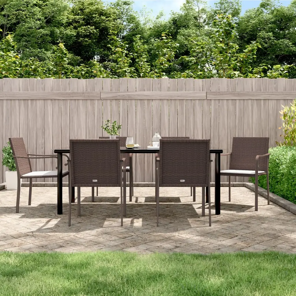 Ensemble à manger de jardin 7 pcs coussins résine tressée acier vidaXL 3186965