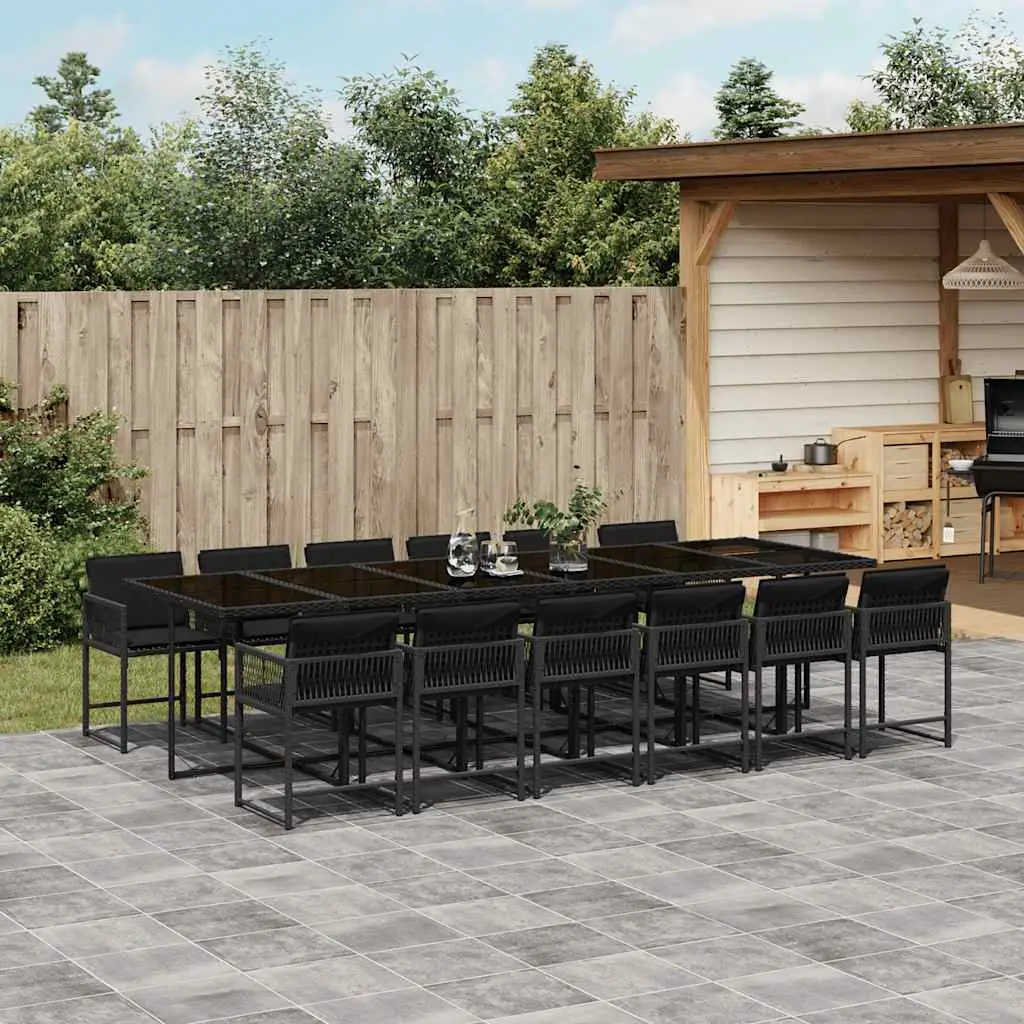 Ensemble à manger de jardin 13 pcs coussins noir résine tressée vidaXL 3211483