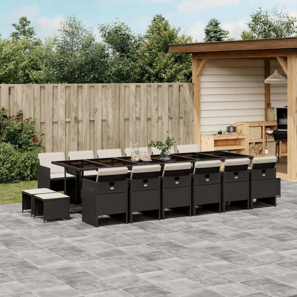 Ensemble à manger de jardin 17 pcs coussins noir résine tressée vidaXL 3277769