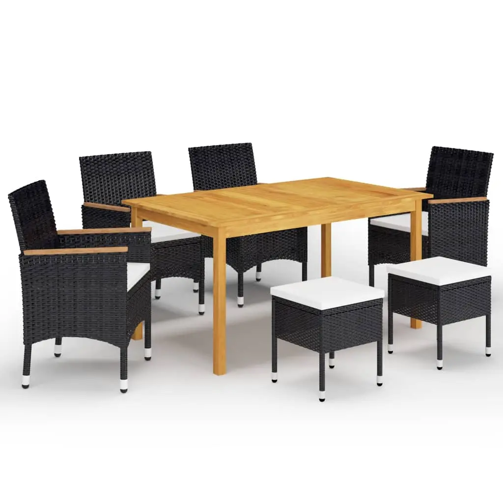 Ensemble à manger de jardin 7 pcs Noir vidaXL 3067781