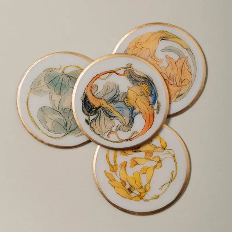 Ensemble 4 sous-verres Art nouveau fer 10x10cm