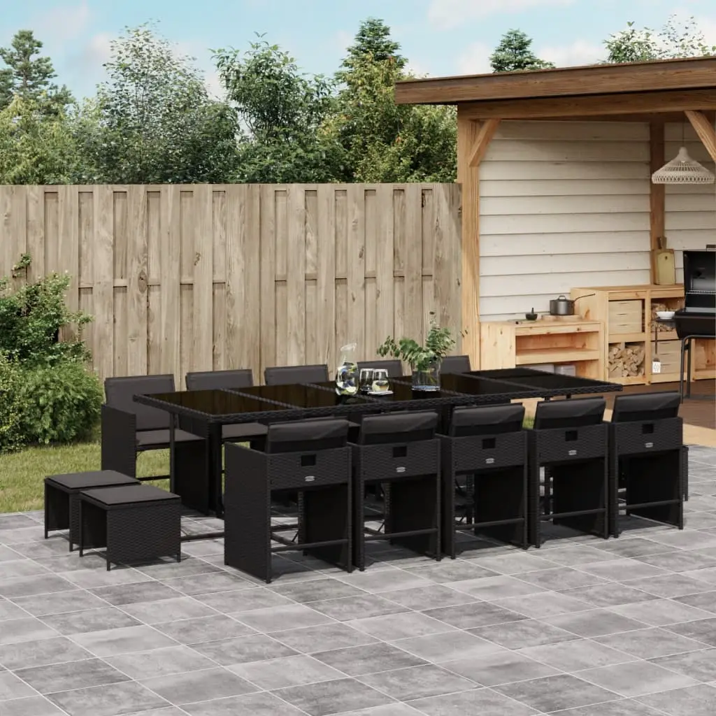 Ensemble à manger de jardin 15 pcs coussins noir résine tressée vidaXL 3277938
