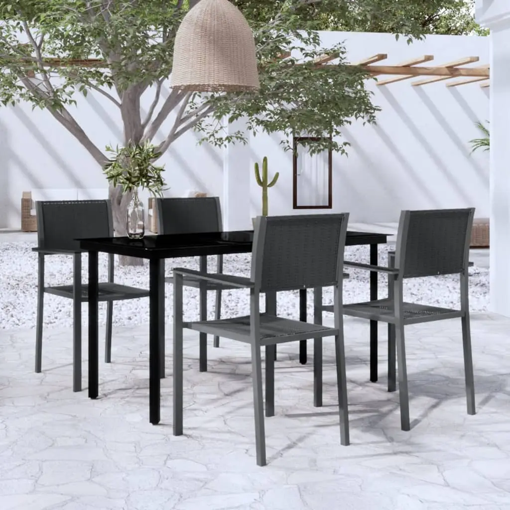 Ensemble à manger de jardin 5 pcs Noir vidaXL 3099265