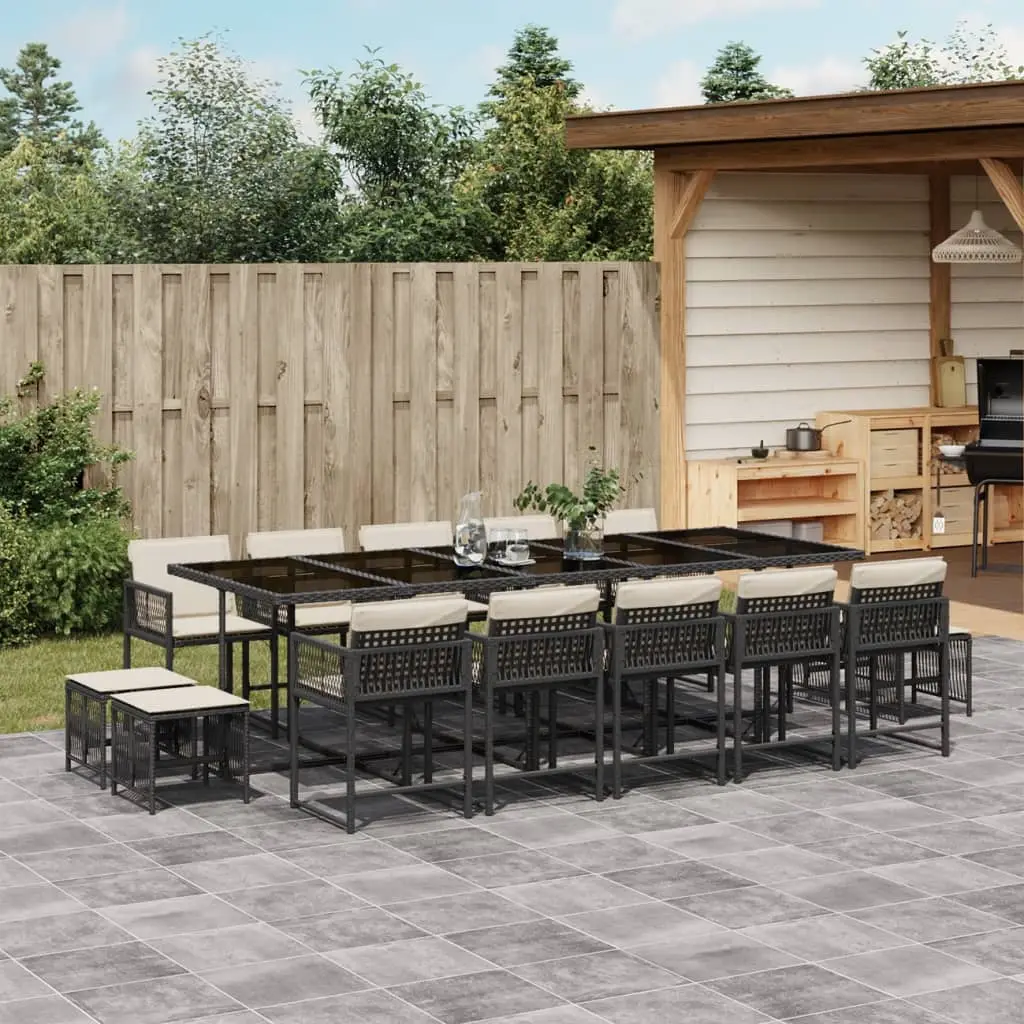 Ensemble à manger de jardin 15 pcs coussins noir résine tressée vidaXL 3211530