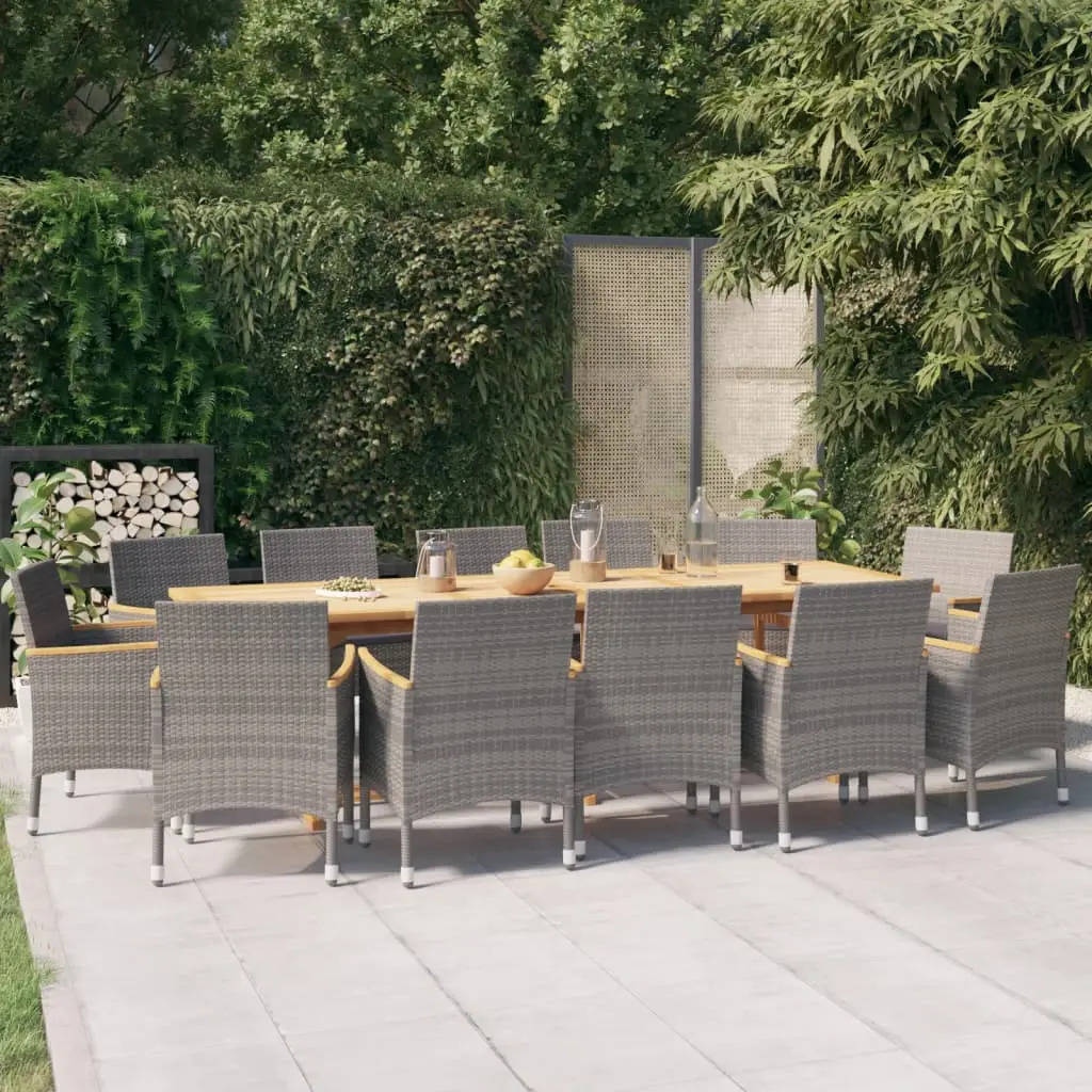 Ensemble à manger de jardin 13 pcs avec coussins Gris vidaXL 3103595
