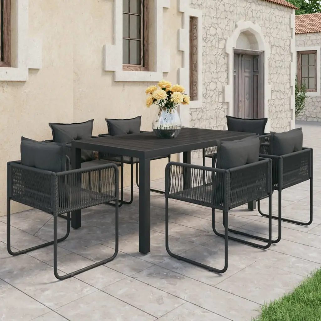 Ensemble à manger de jardin 7 pcs PVC résine tressée noir vidaXL 3060103