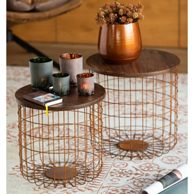 Ensemble 3 tables gigognes panier 48x47cm
