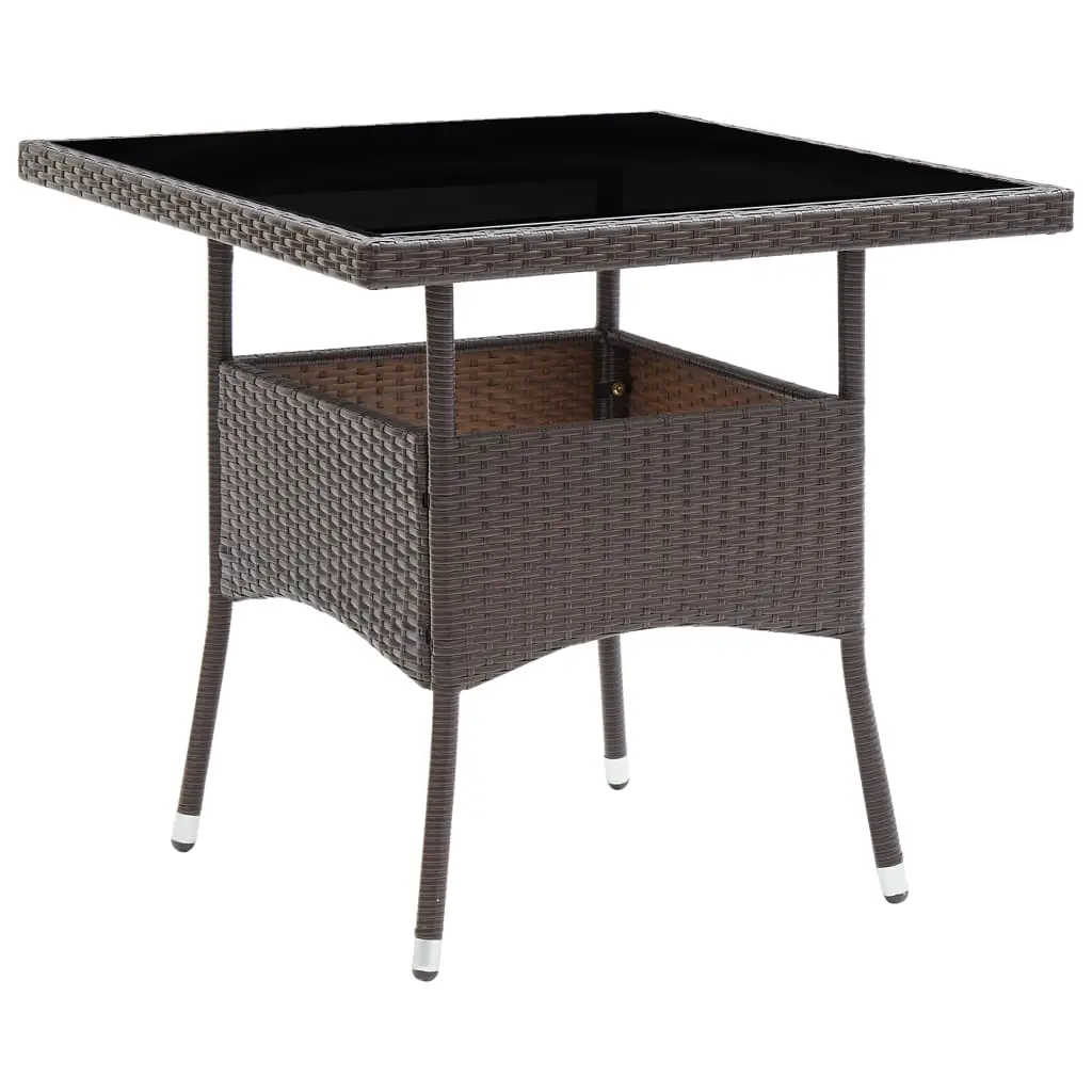 Ensemble à manger de jardin 3 pcs | Mobilier d’extérieur Marron Résine tressée et verre Maison Chic