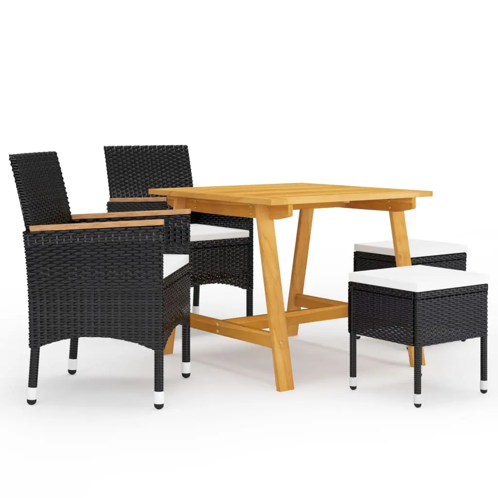 Ensemble à manger de jardin 5 pcs Noir vidaXL 3068695