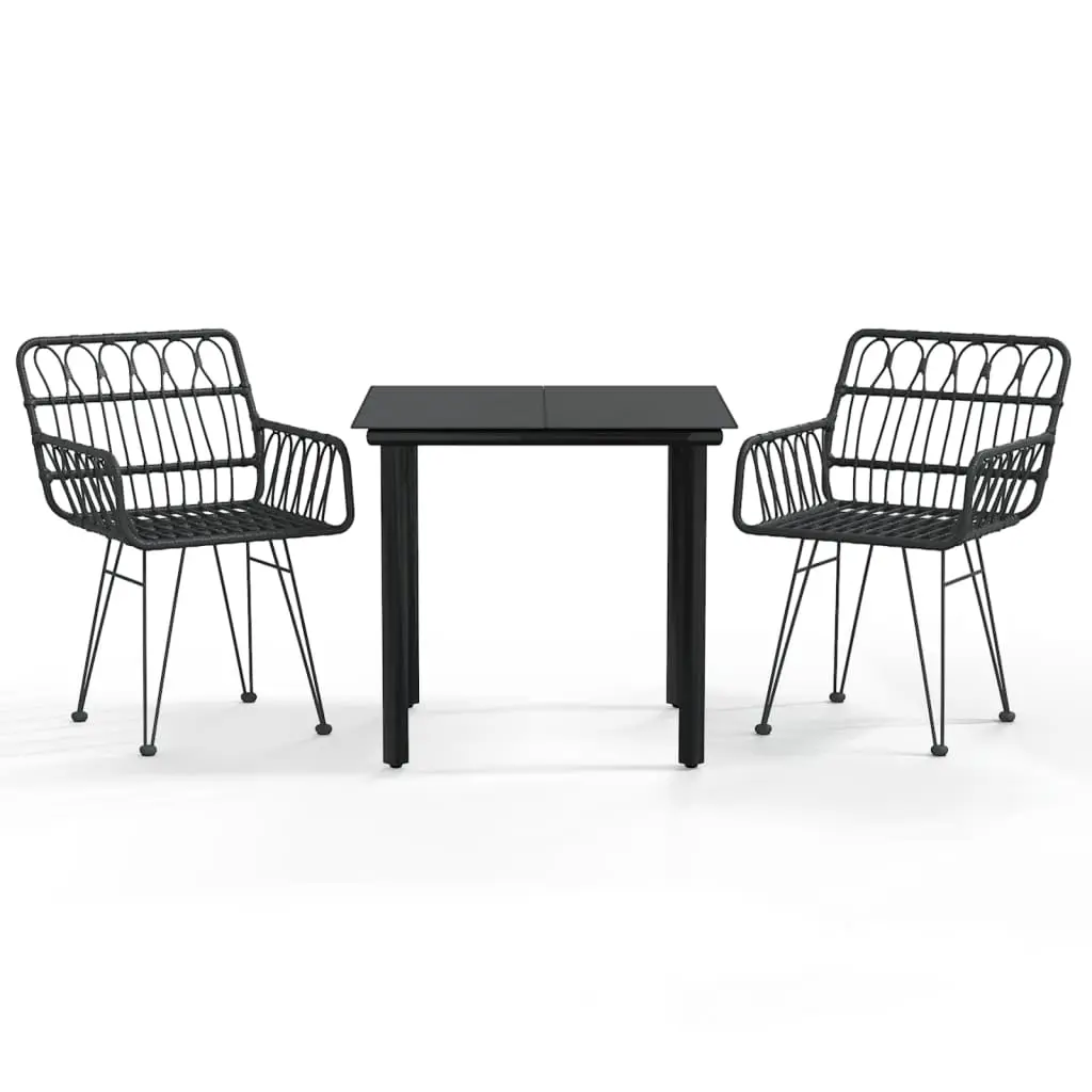 Ensemble à manger de jardin 3 pcs | Mobilier d’extérieur Noir Résine tressée Maison Chic