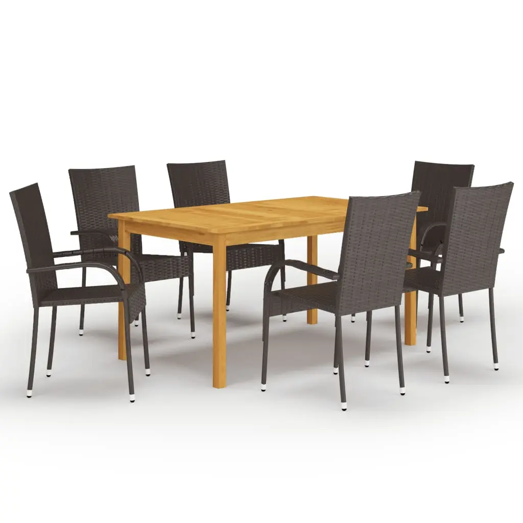 Ensemble à manger de jardin 7 pcs Marron vidaXL 3067786