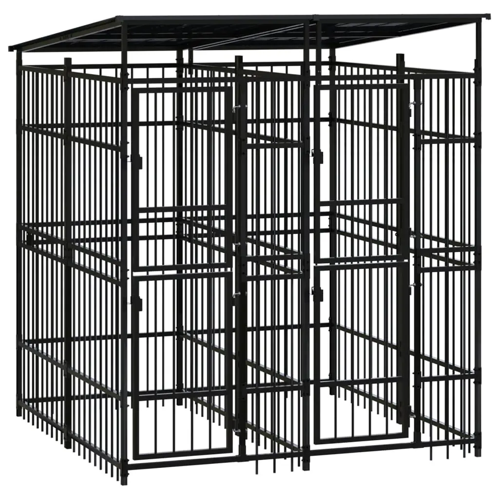 Enclos pour Chien 2x2m avec Toit de Protection, Parc de Jeu Sécurisé en Acier – ComfortXL Outdoor Living