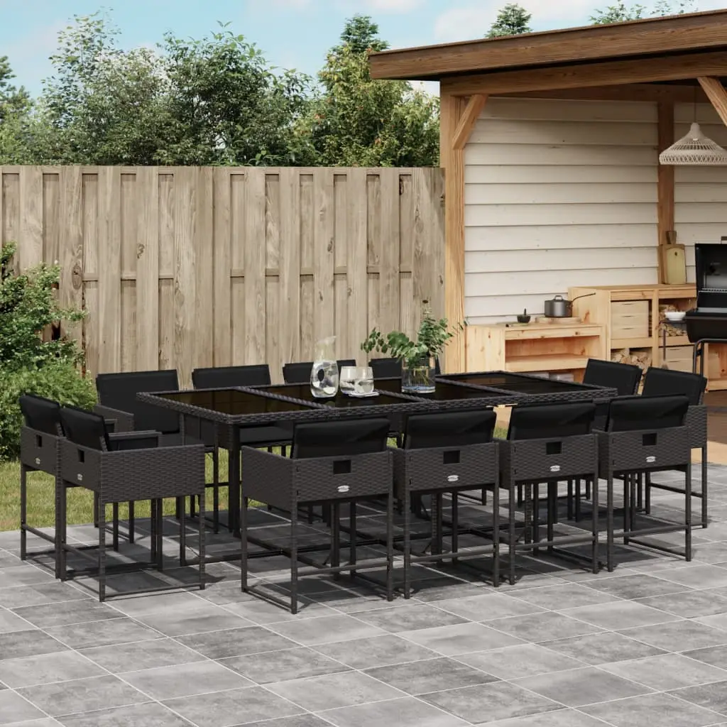 Ensemble à manger de jardin 13 pcs coussins noir résine tressée vidaXL 3278166
