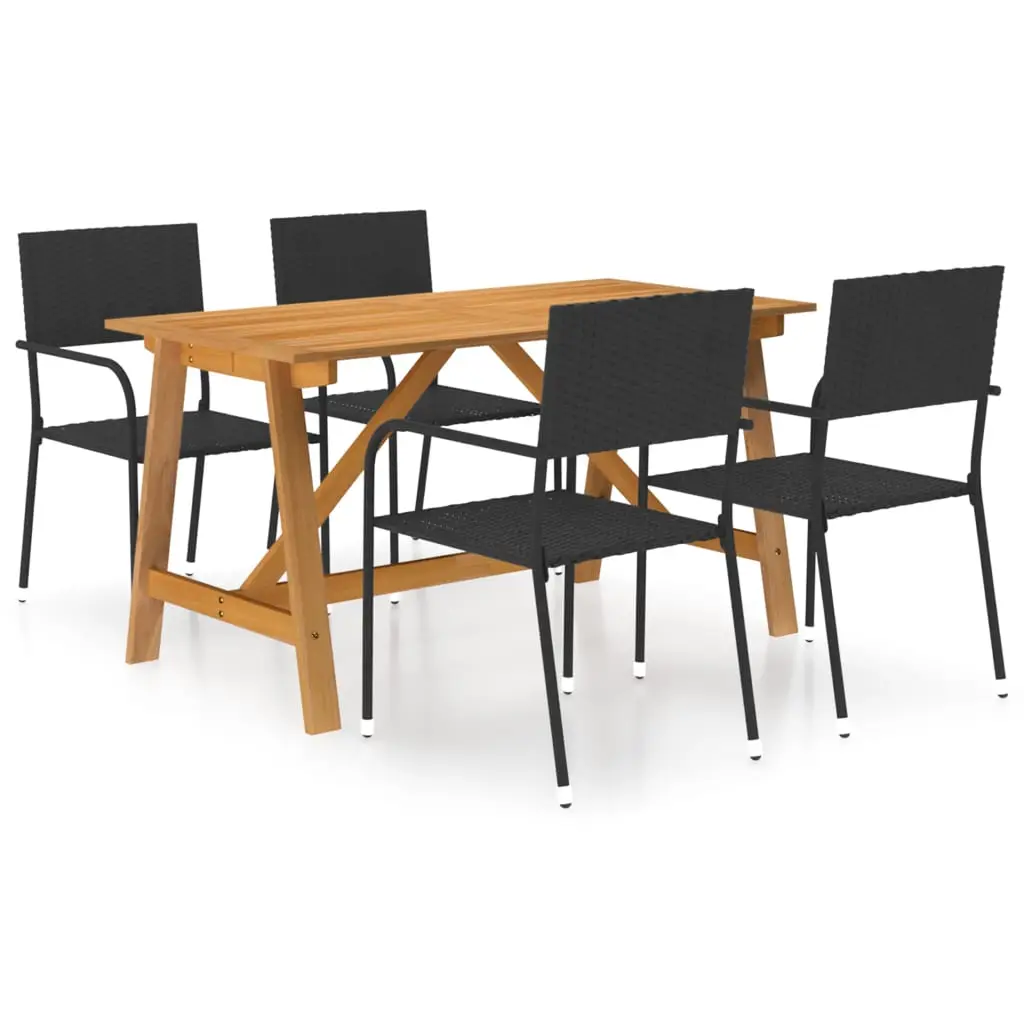 Ensemble à manger de jardin 5 pcs Noir vidaXL 3068777