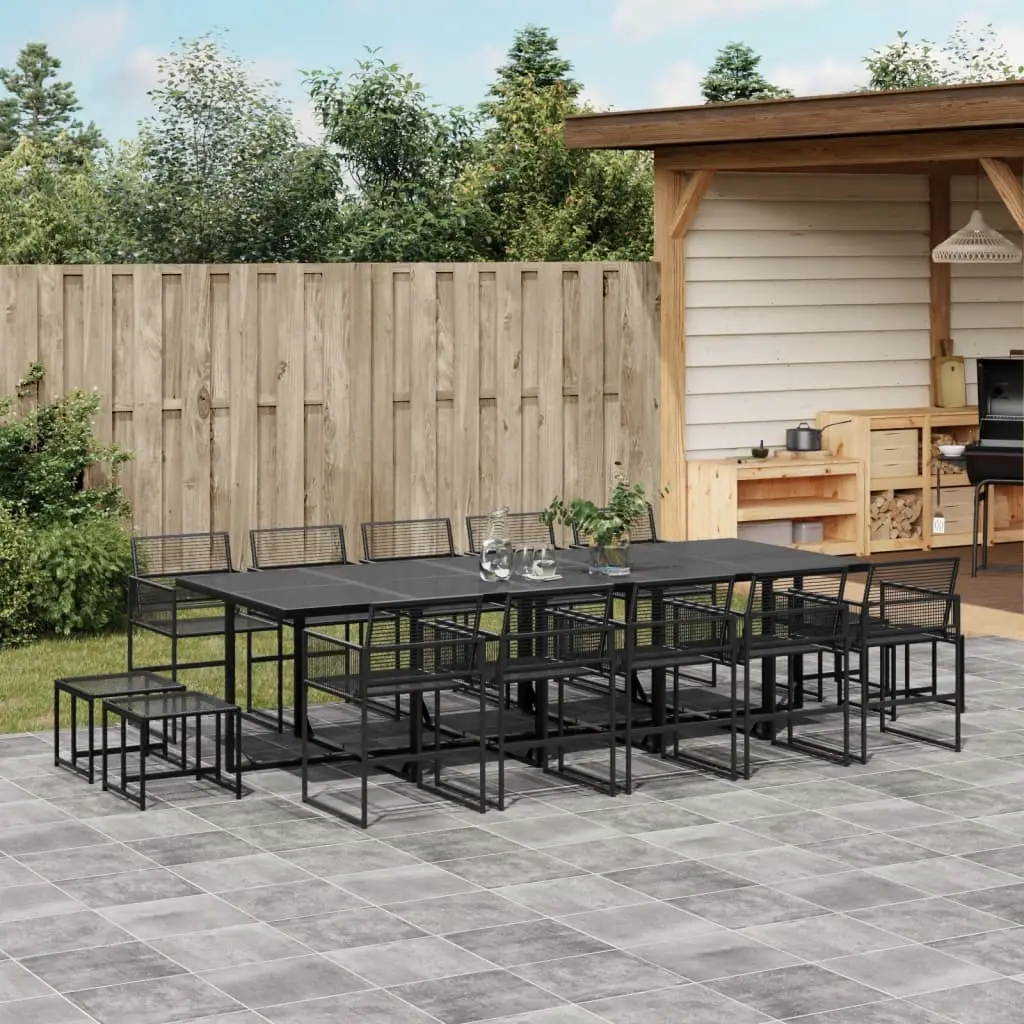 Ensemble à manger de jardin 15 pcs noir résine tressée vidaXL 3295056