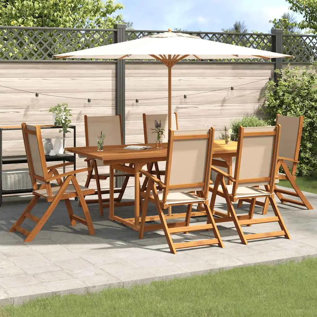 Ensemble à Manger de jardin 7pcs bois d’acacia solide textilène vidaXL 3279317