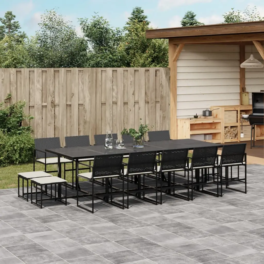 Ensemble à manger de jardin 15 pcs coussins noir résine tressée vidaXL 3295071