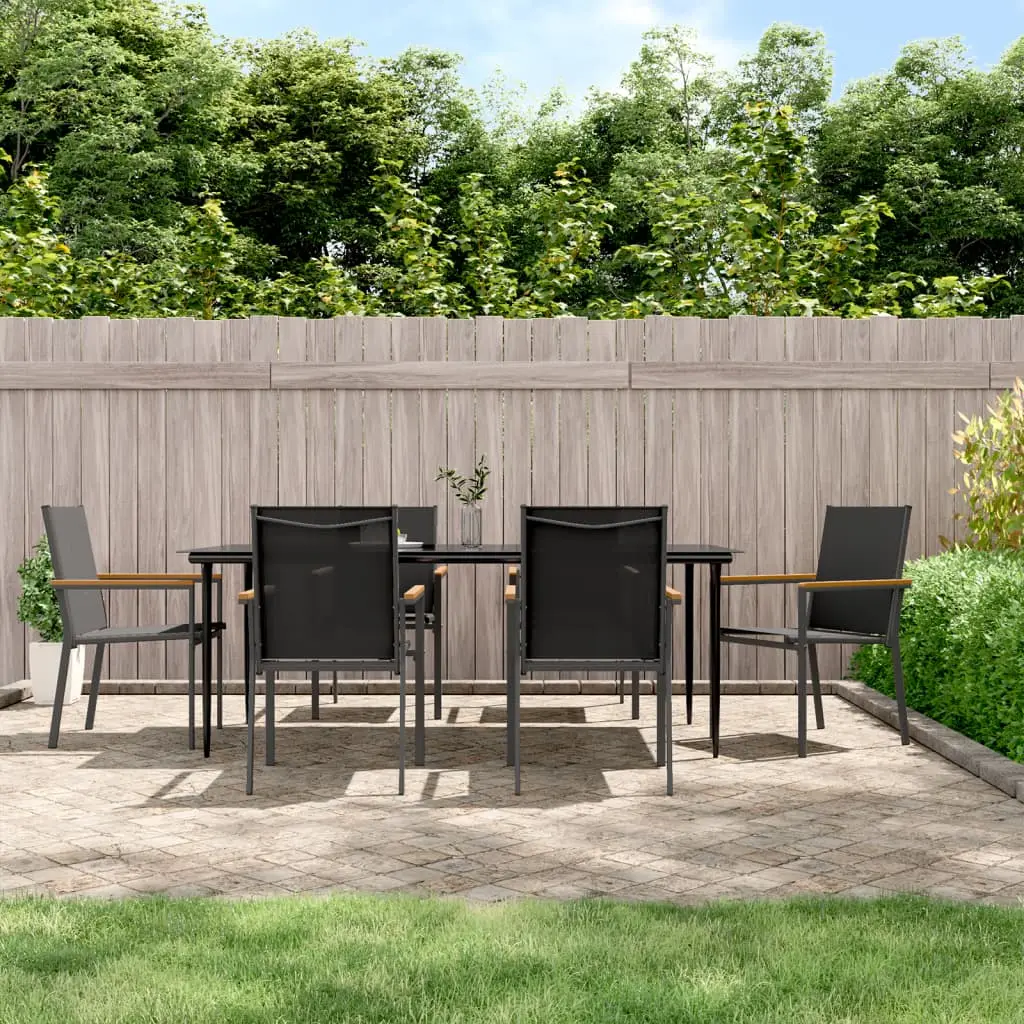 Ensemble à manger de jardin 7 pcs noir textilène et acier vidaXL 3187039