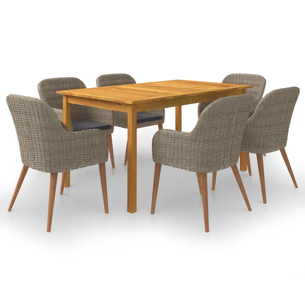 Ensemble à manger de jardin 7 pcs Marron vidaXL 3067827
