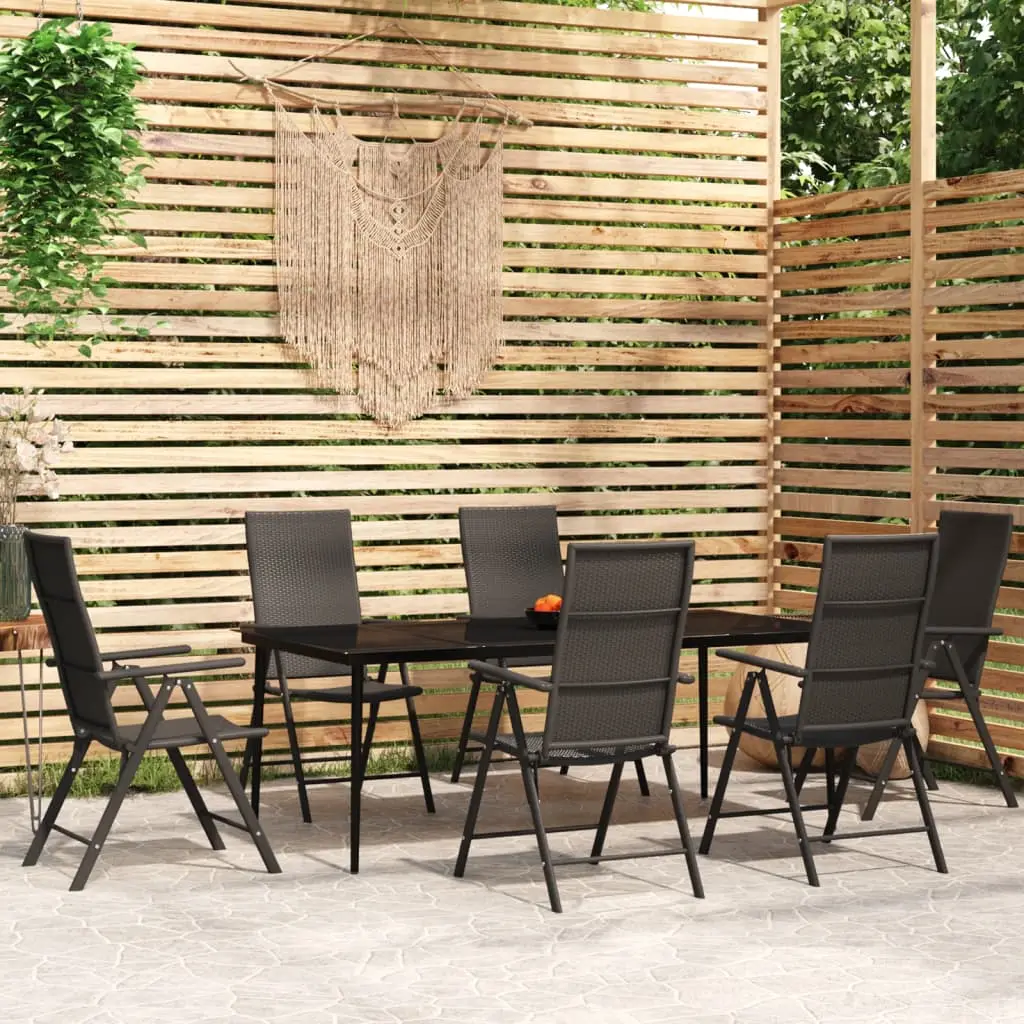 Ensemble à manger de jardin 7 pcs Noir vidaXL 3099111