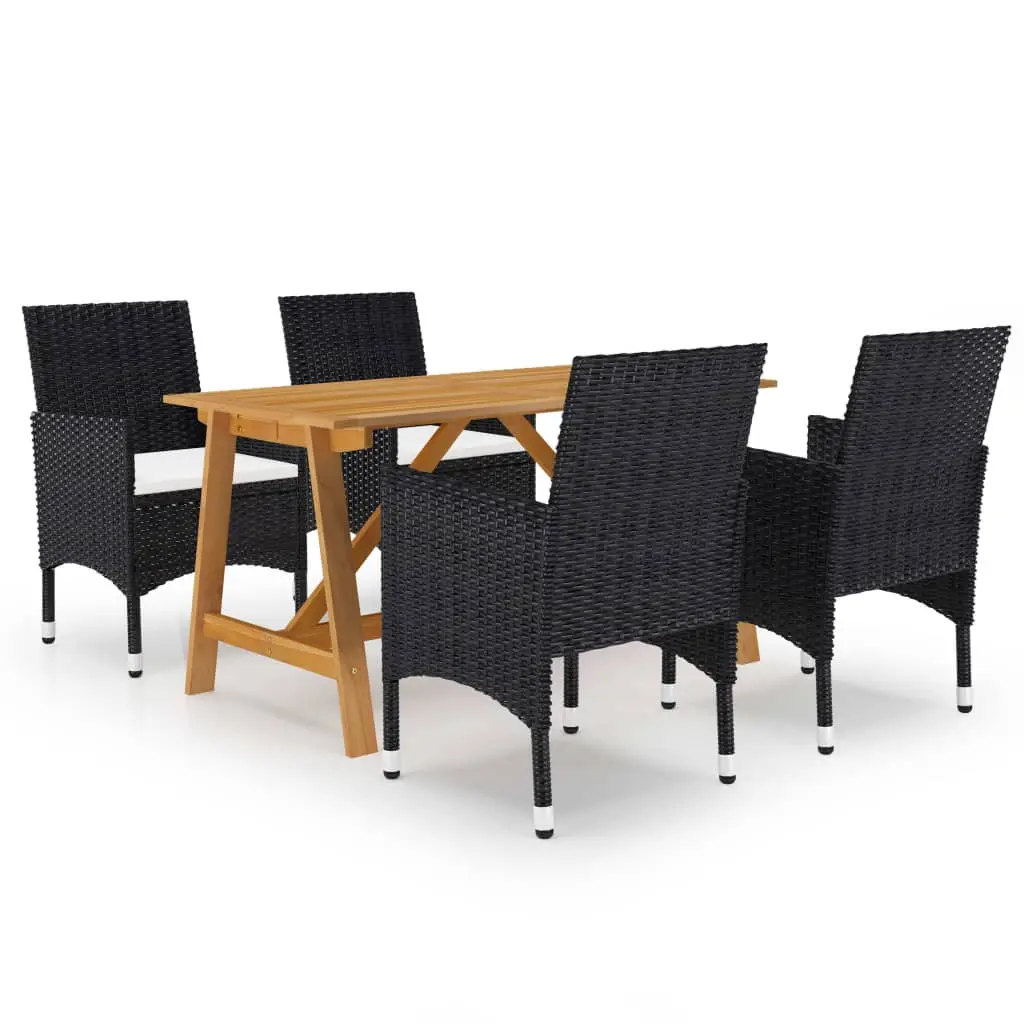Ensemble à manger de jardin 5 pcs Noir vidaXL 3068735