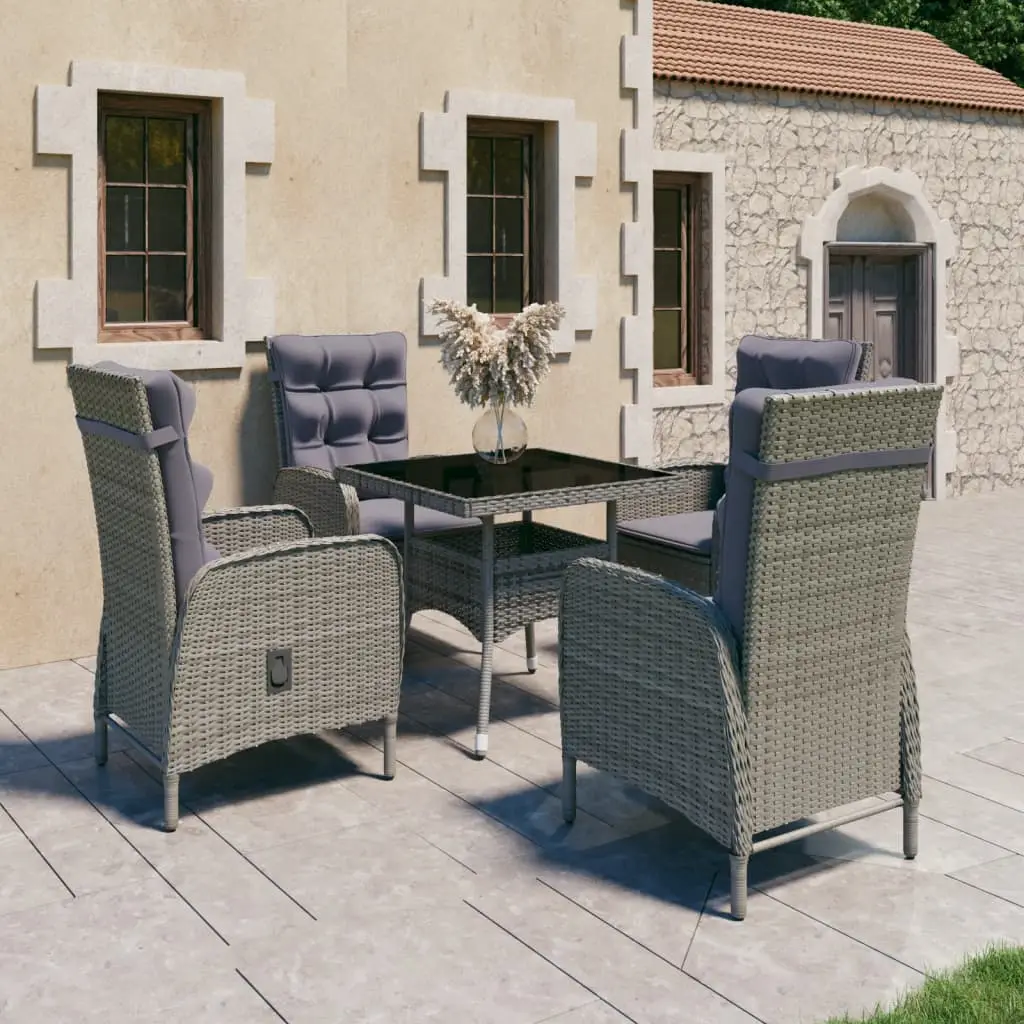 Ensemble à manger de jardin 5 pcs Résine tressée et verre Gris vidaXL 3058524