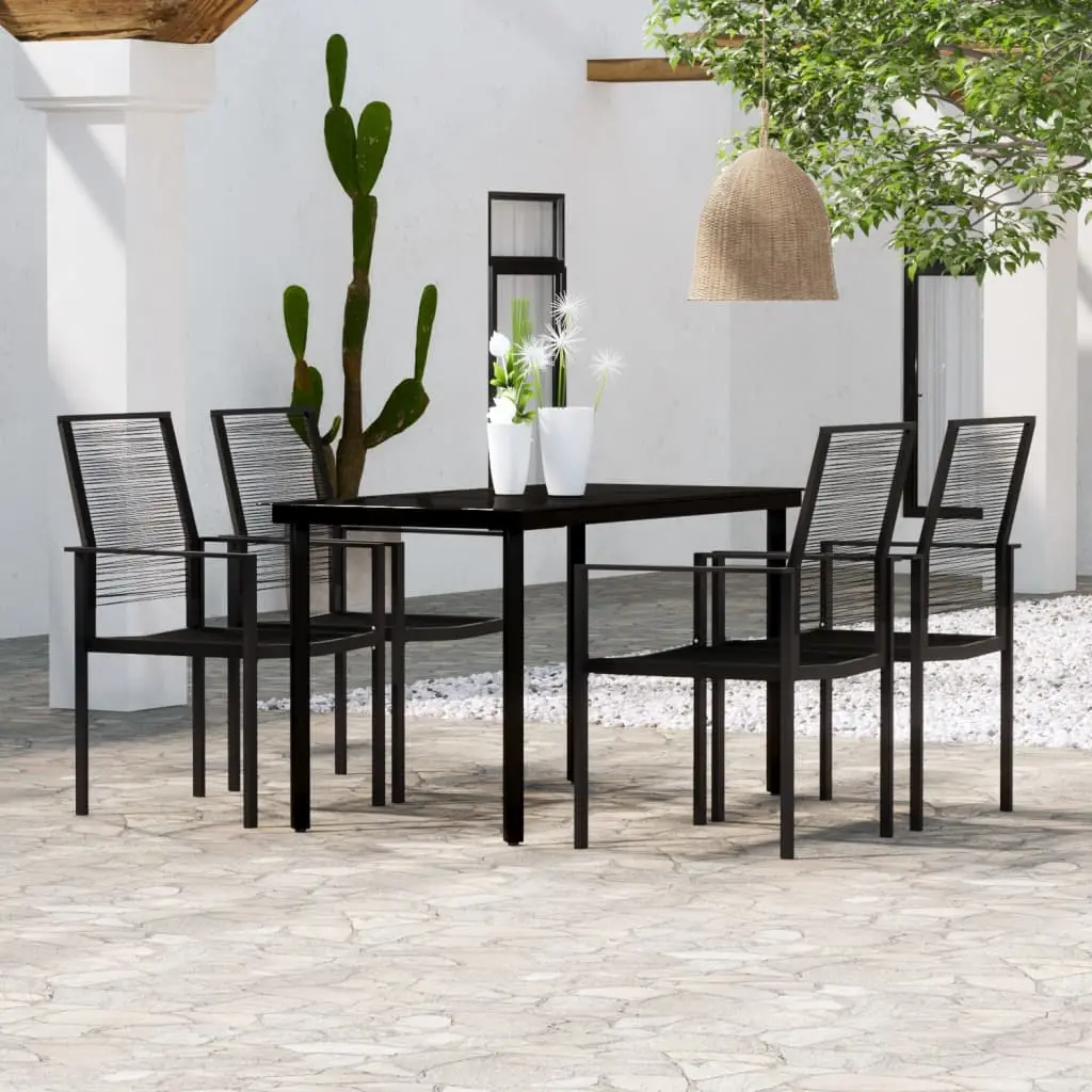 Ensemble à manger de jardin 5 pcs Noir vidaXL 3099199