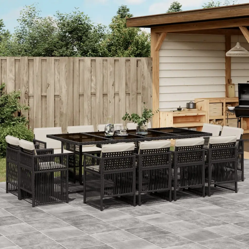 Ensemble à manger de jardin 13 pcs coussins noir résine tressée vidaXL 3211038