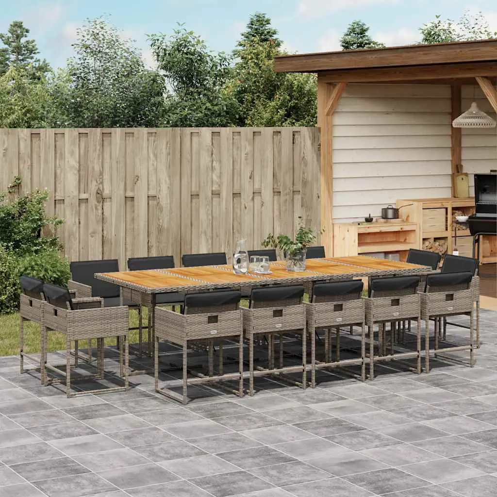 Ensemble à manger de jardin 15 pcs coussins gris résine tressée vidaXL 3211418