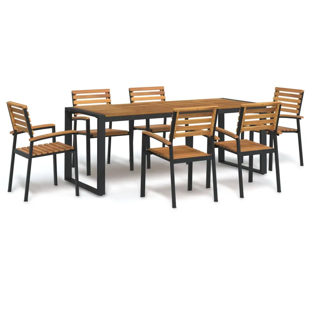 Ensemble à manger de jardin 7 pcs bois d’acacia solide et métal vidaXL 3155412