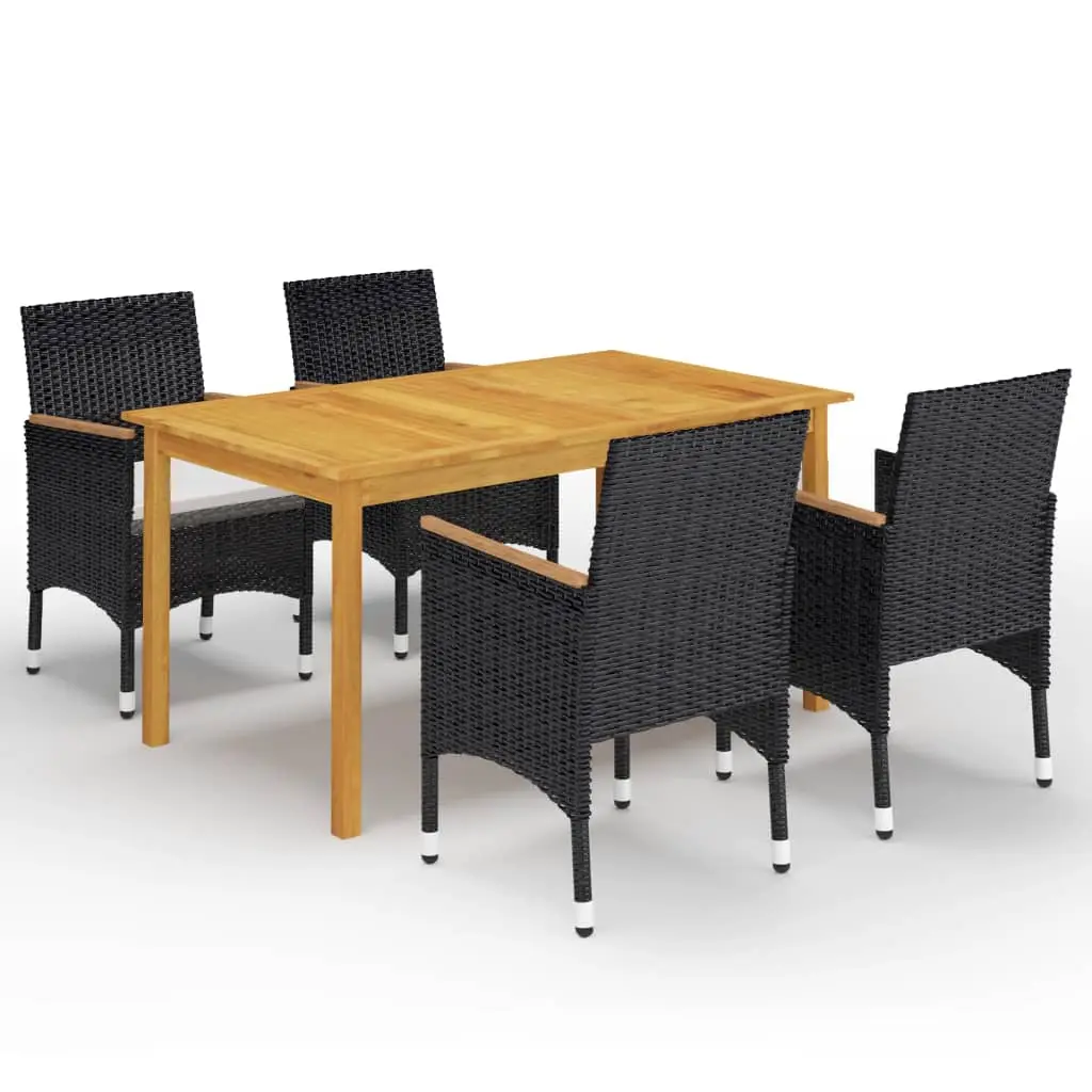 Ensemble à manger de jardin 5 pcs Noir vidaXL 3067769