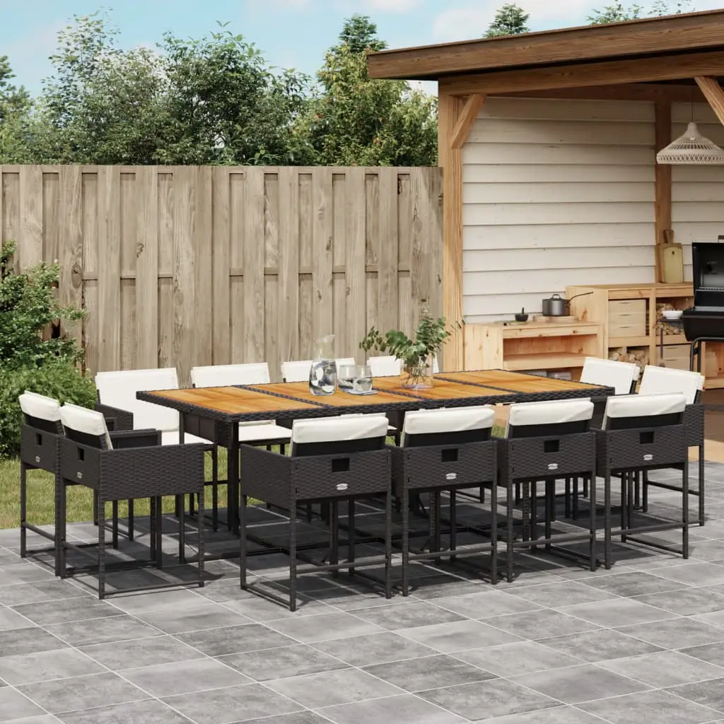 Ensemble à manger de jardin 13 pcs coussins noir résine tressée vidaXL 3278174