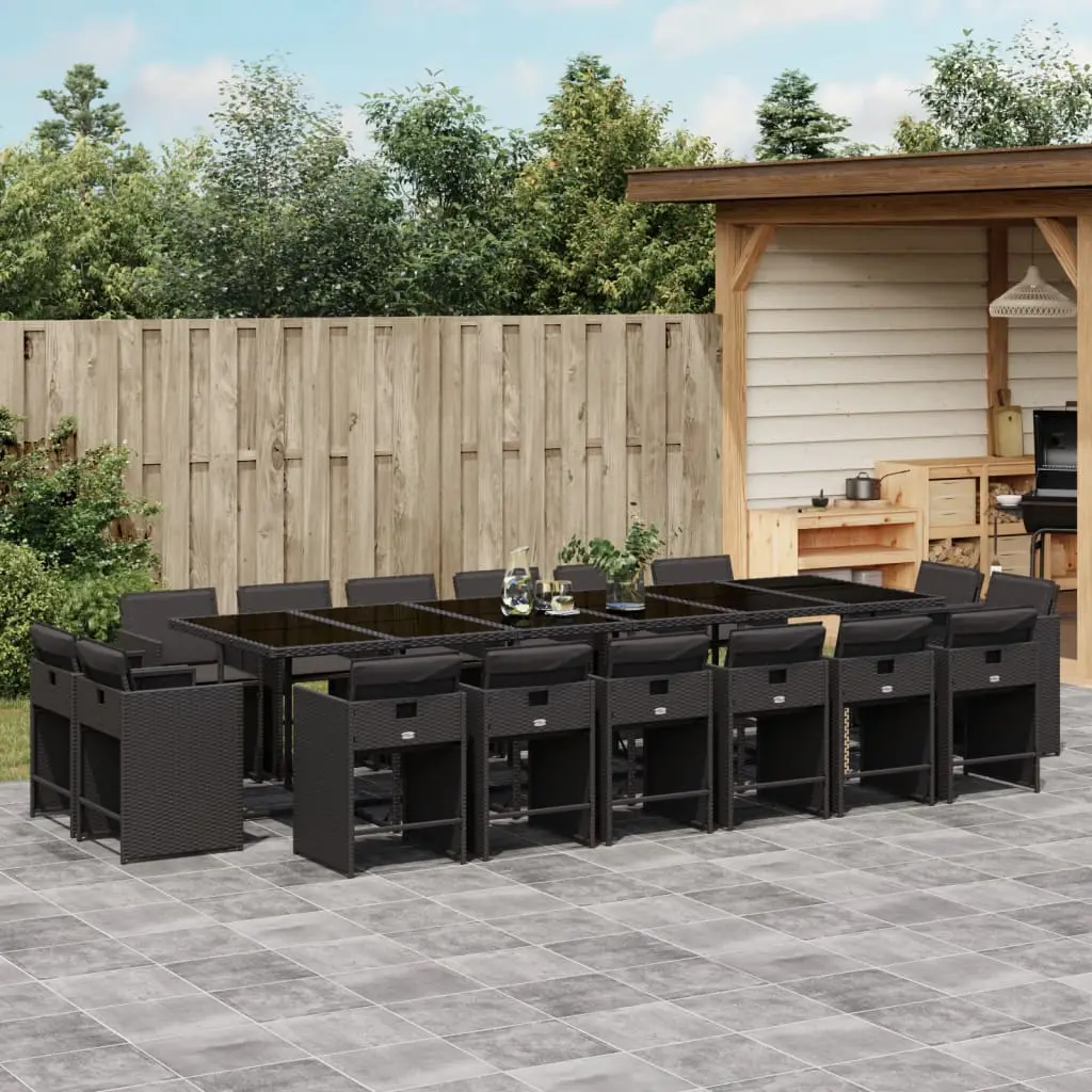 Ensemble à manger de jardin 17 pcs coussins noir résine tressée vidaXL 3278010