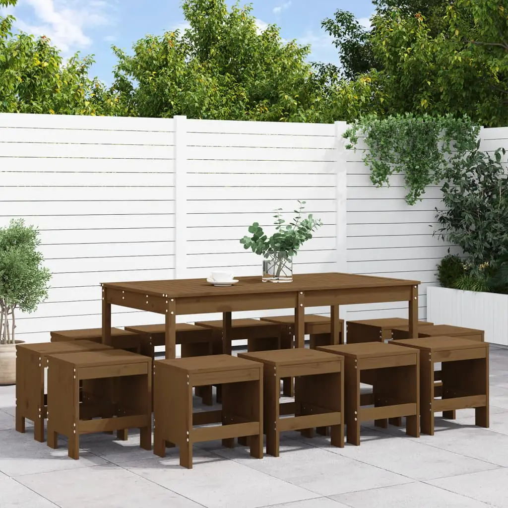 Ensemble à manger de jardin 13 pcs marron miel bois pin massif vidaXL 3157724