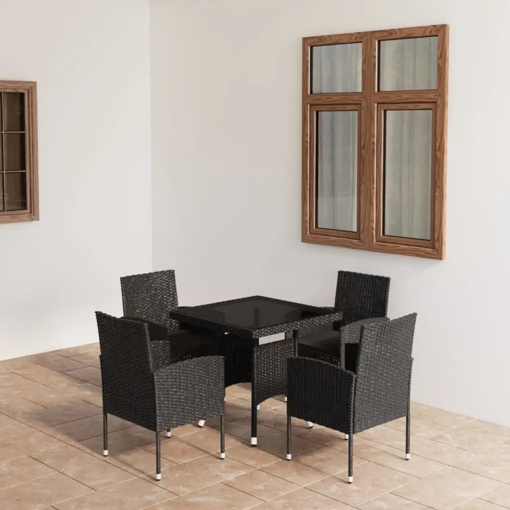 Ensemble à manger de jardin 5 pcs Résine tressée Noir vidaXL 3059414
