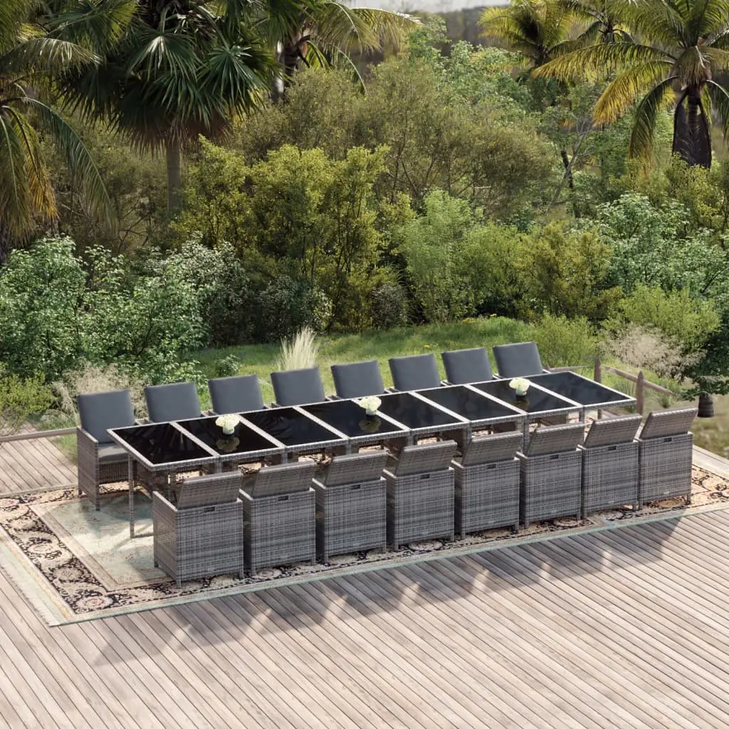 Ensemble à manger de jardin 17 pcs et coussins résine tressée vidaXL 3095671