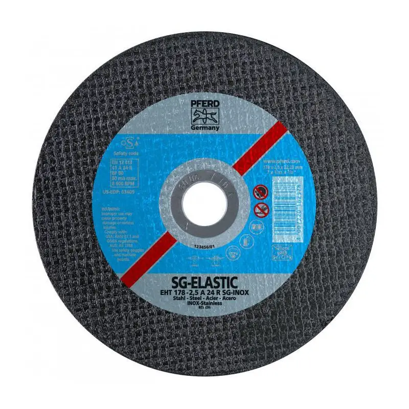 Disque à tronçonner SG-ELASTIC A plat Inox (carton) PFERD – Cond. /pcs: 25 – Ø mm: 125 – Ep. mm: 1.6