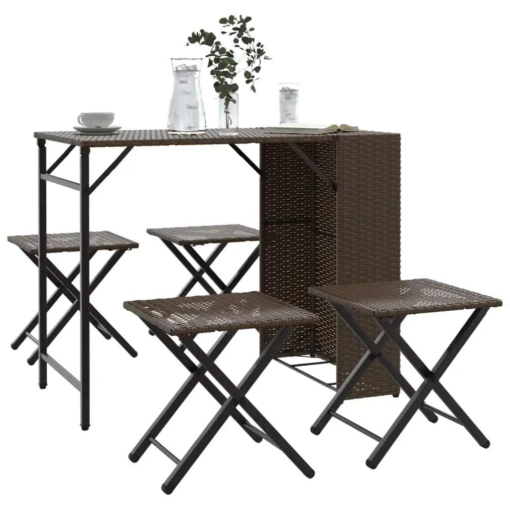 Ensemble à manger de jardin 5 pcs pliable marron résine tressée vidaXL 365945