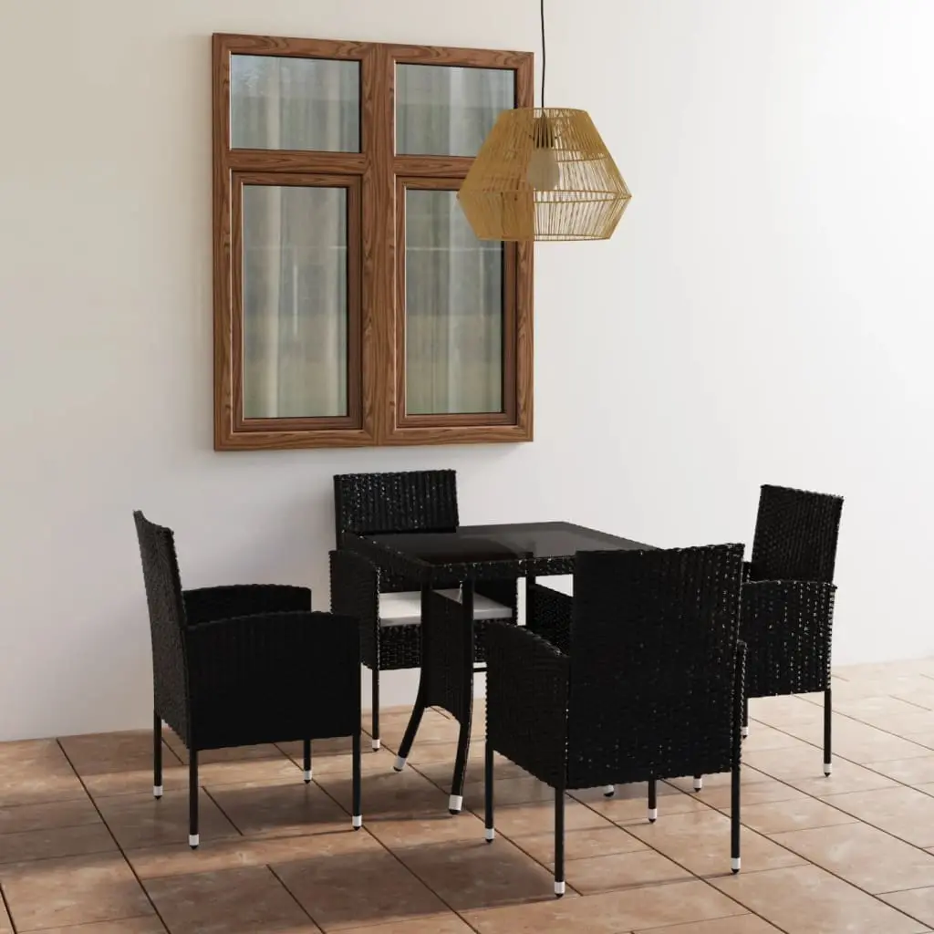 Ensemble à manger de jardin 5 pcs Résine tressée Noir vidaXL 3059413