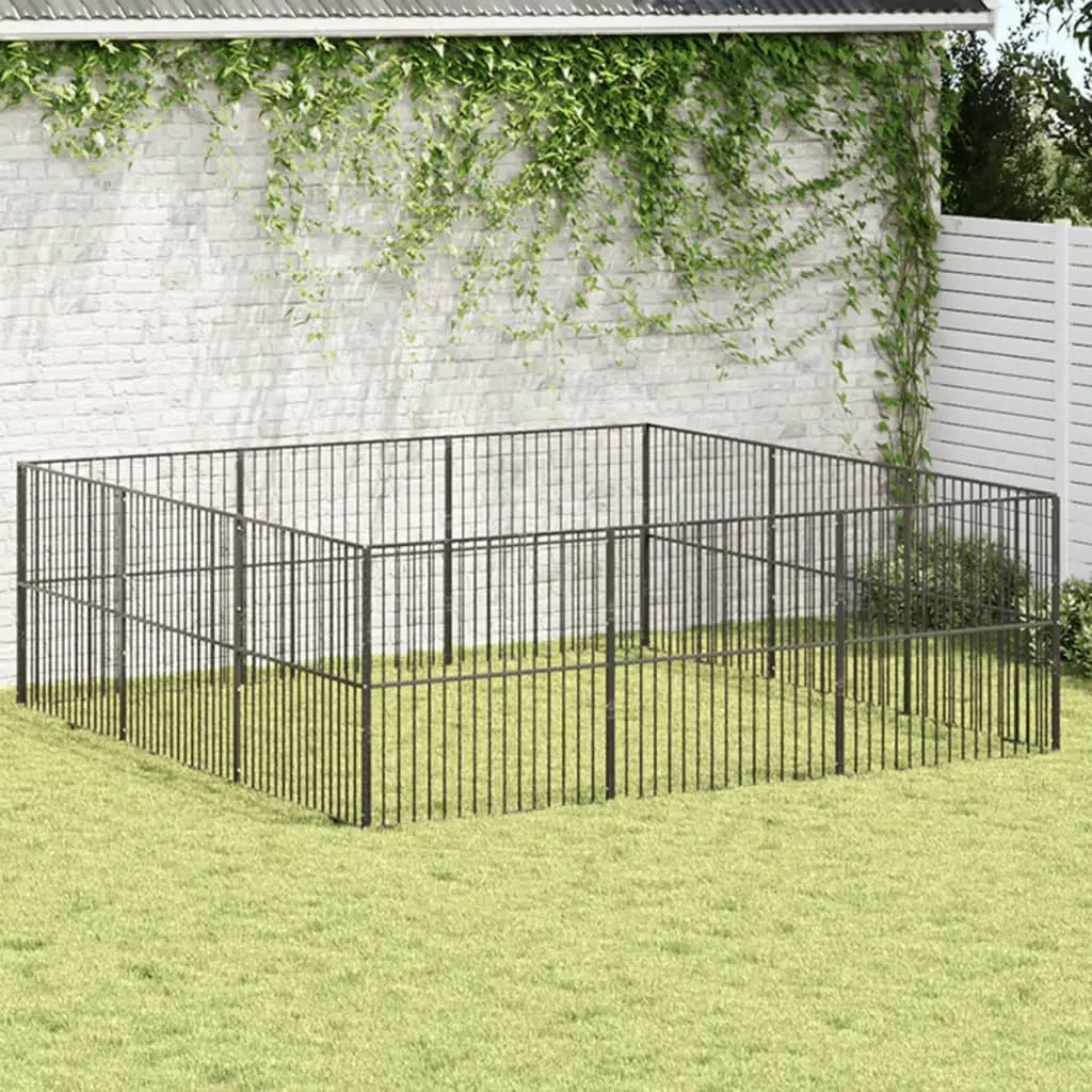 Enclos pour chien 12 panneaux modulable en acier galvanisé pour jardin Noir – ComfortXL Pet Living