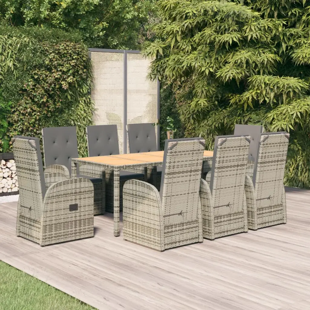 Ensemble à manger de jardin 9 pcs coussins gris résine tressée vidaXL 3157589