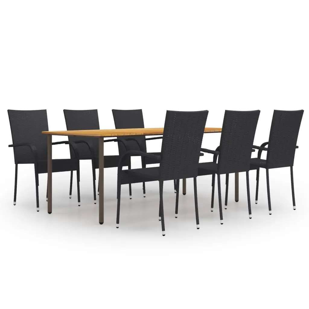 Ensemble à manger de jardin 7 pcs Résine tressée Noir vidaXL 3072502