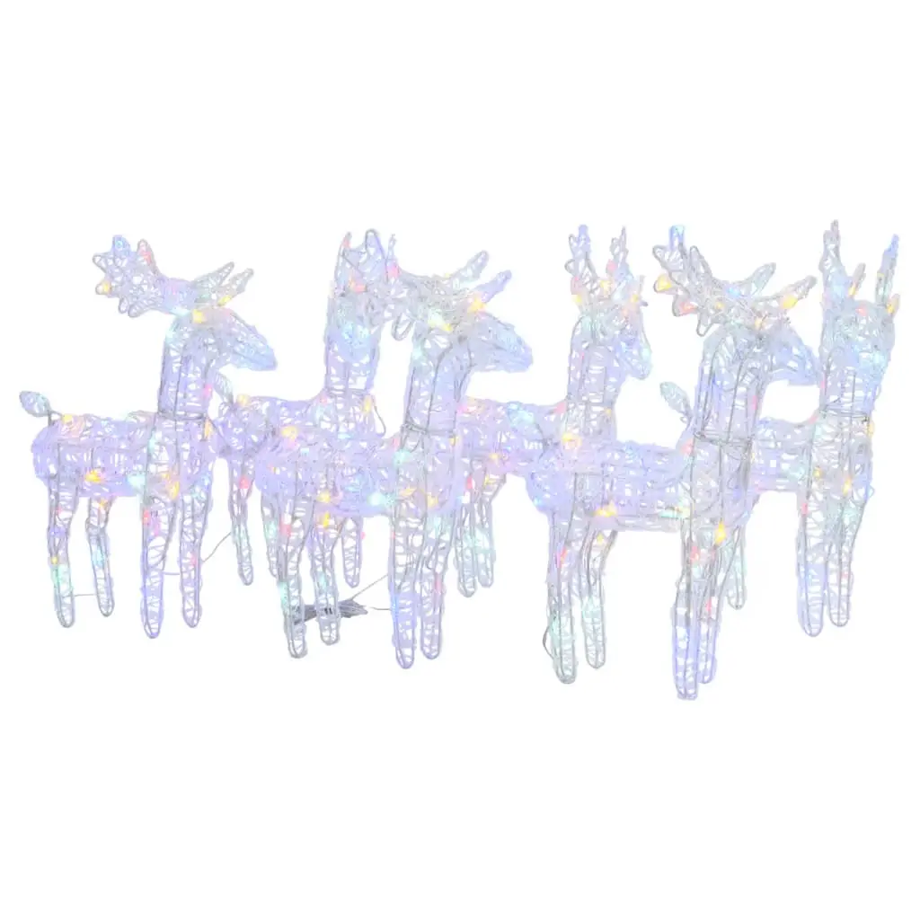 Décoration lumineuse de Noël – Décoration pour Noël – Rennes de Noël 6 pcs 240 LED Multicolore Acrylique