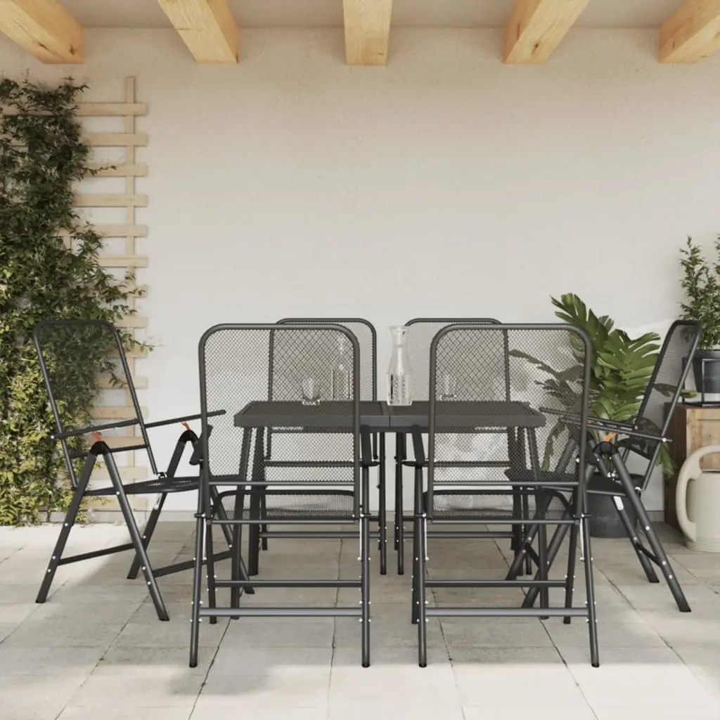Ensemble à manger de jardin 7 pcs anthracite métal maille vidaXL 3211821