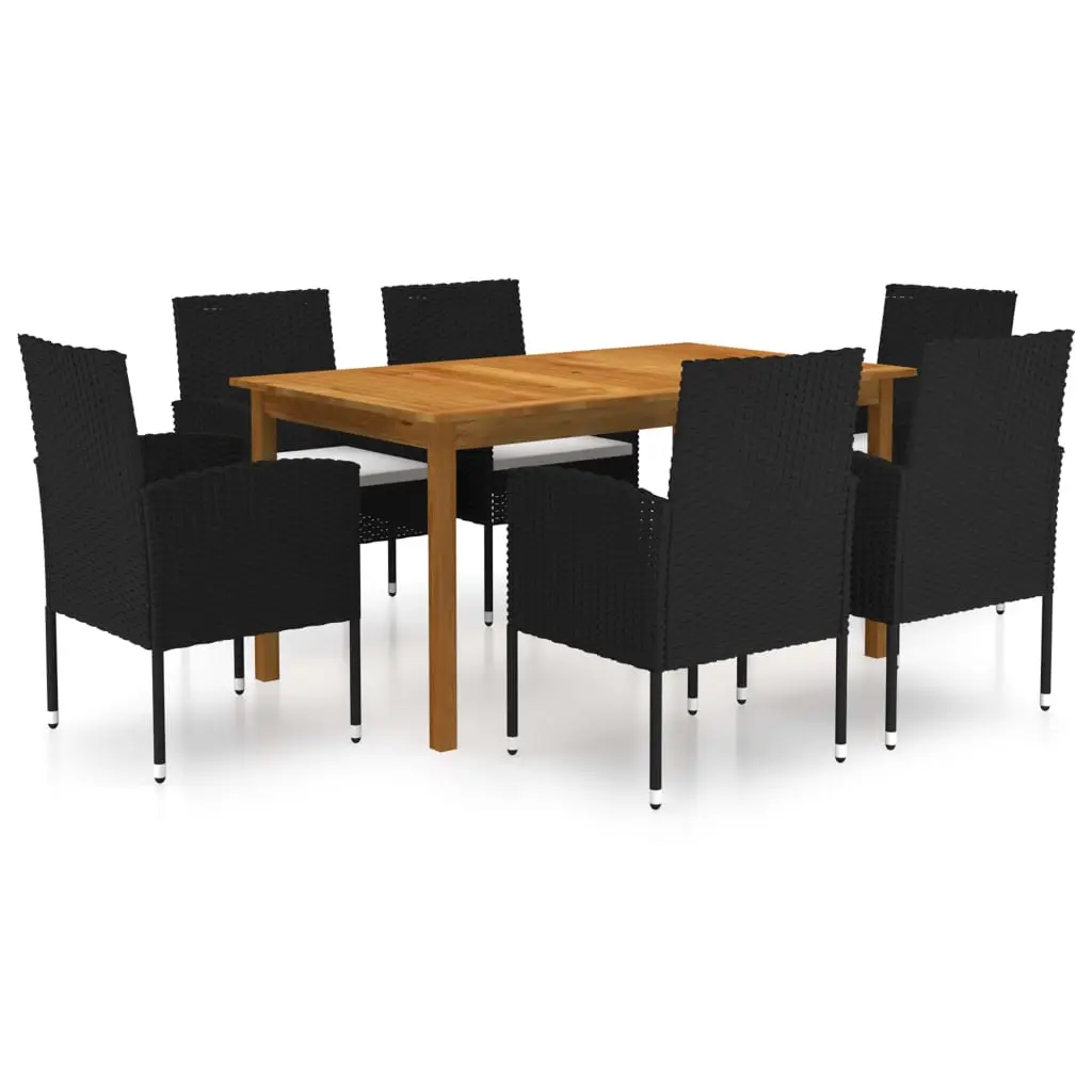 Ensemble à manger de jardin 7 pcs Noir vidaXL 3067835